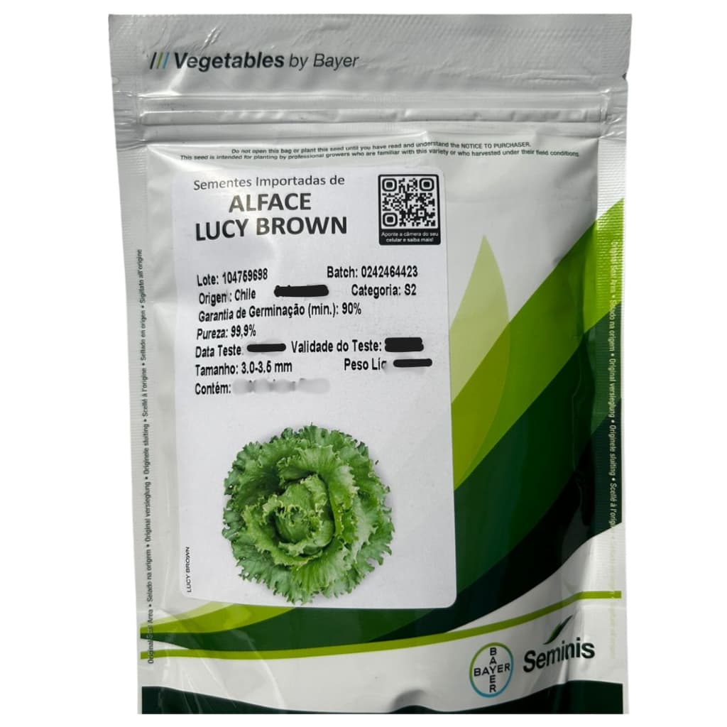 Sementes Peletizadas Alface Americana LUCY BROWN 200un