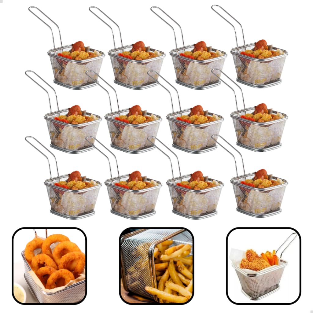 Cestinhas Inox Batata Frita Petisco Gourmet Servir Porção