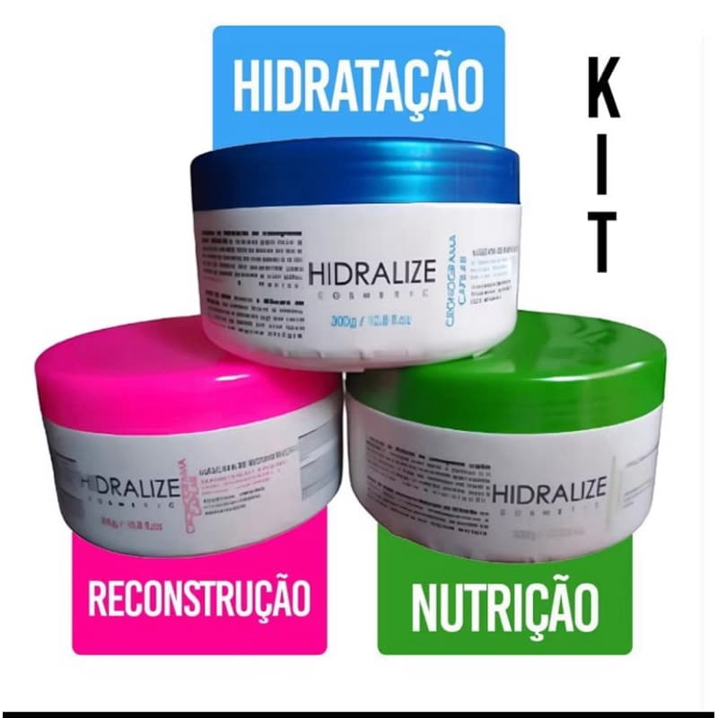 Cronograma Capilar Tratamento Hidralize 300g 3x - Mascara de Hidratacao, Nutricao e Reconstrucao