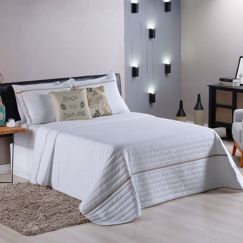 Kit Cobre Leito Colcha QUEEN/SOLTEIRO 5 e 4 Peças Percal Dupla Face Inove Jogo De Cama Casal Queen
