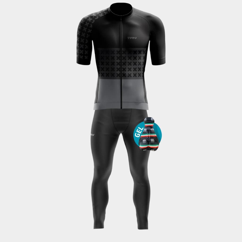 Kit Roupa Ciclismo Masculino Camisa Premium Respirável Calça Forro Gel Bike Pedal Speed