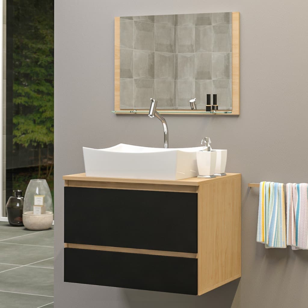 Conjunto Grecia MDF gabinete para banheiro 60cm com cuba e espelheira