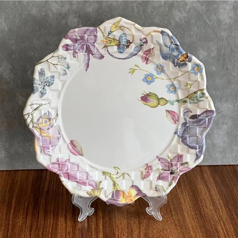Prato Raso Em Cerâmica Romantic Flowers 29,5cm