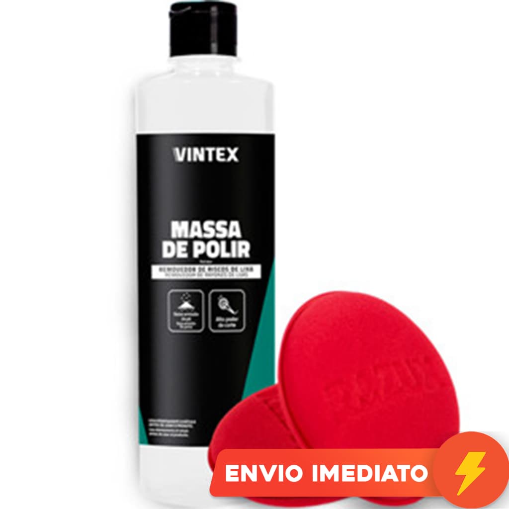 Massa de Polir 500ml Vintex + 2 Aplicador de Espuma Razux Polimento