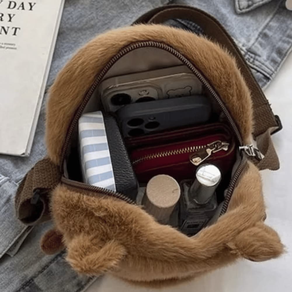 Bolsa Crossbody Para Telefone ANBL , De Ombro De Pelúcia Capivara De Desenho Animado Peito Com Zíper De Grande Capacidad