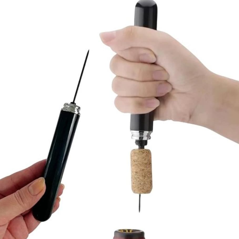 Saca Rolhas Pneumático Preto Abridor Vinho Pratico Eficiente