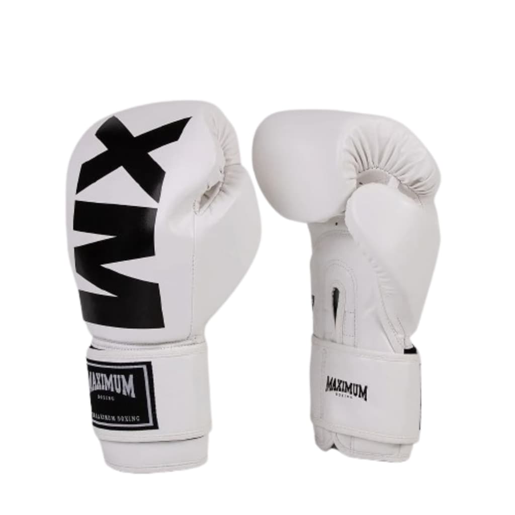 Luva MXM White Black Linha Iniciante para Treinos de Muay Thai e Boxe - Maximum