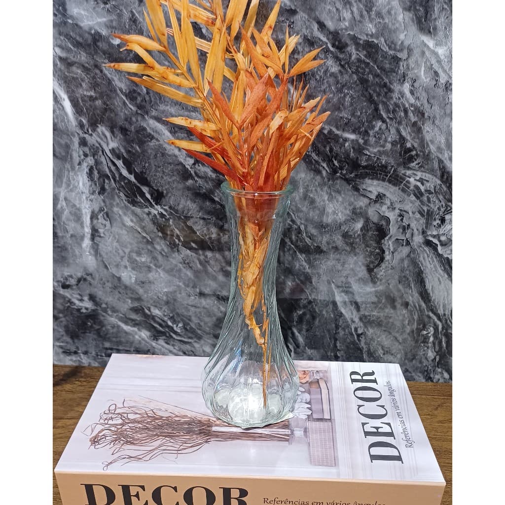 Vaso Decorativo de Vidro Completo com Flores Artificiais Medidas  25 cm o  maior para Decoração De Lavabos Cozinha