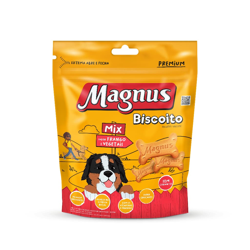 Biscoito Petisco para Cachorro Magnus Mix 500g Frango e Vegetais