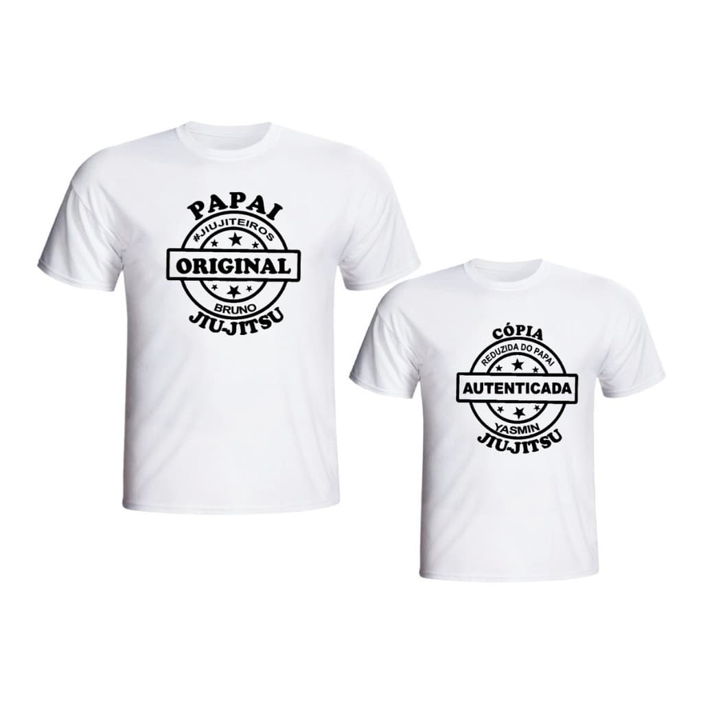 Kit Tal Pai Tal Filho e Filha Papai Jiujiteiro Jiu-jitsu Kit 2 Camisetas