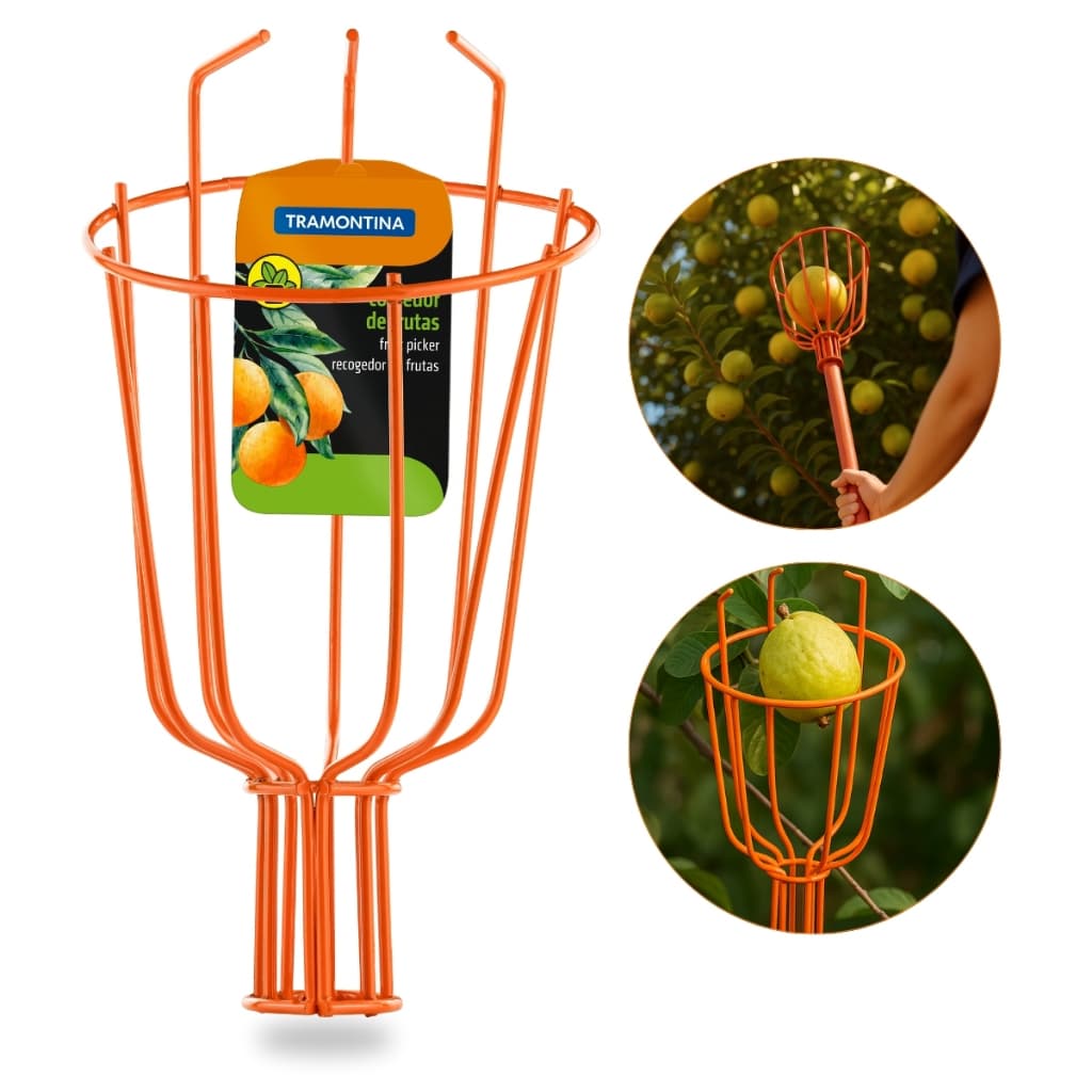 Colhedor de Frutas Pequeno Tramontina Aço Carbono Durável Tam 12 Para Frutas Pequenas