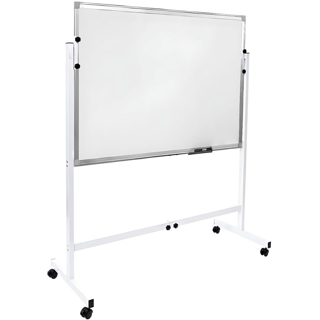 Quadro Branco 120x90 Lousa Branca Magnética Escolar Moldura Alumínio Com Cavalete Suporte C/ Rodas