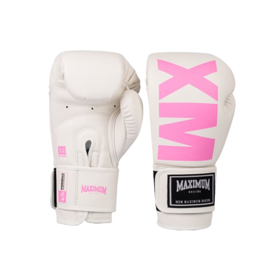 Luva MXM White Pink Linha Iniciante para Treinos de Muay Thai e Boxe - Maximum