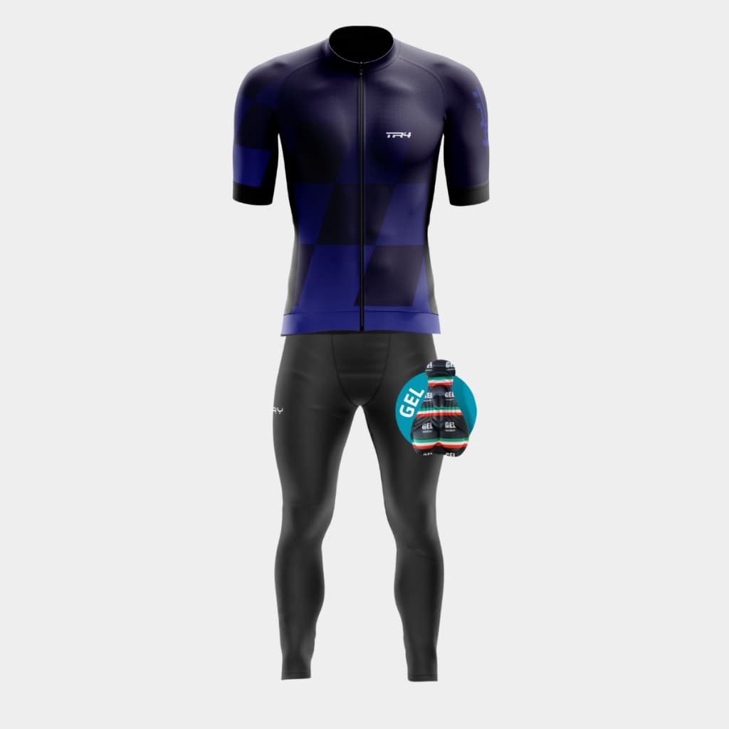 Kit Ciclismo Masculino Homem Camiseta Premium Pro Uv Calça Forro Gel Bike pedal Mtb