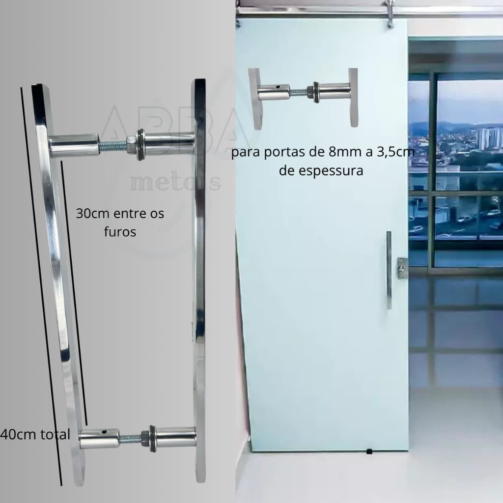 Puxador Para Porta De Madeira Box Vidro Portão 40cm