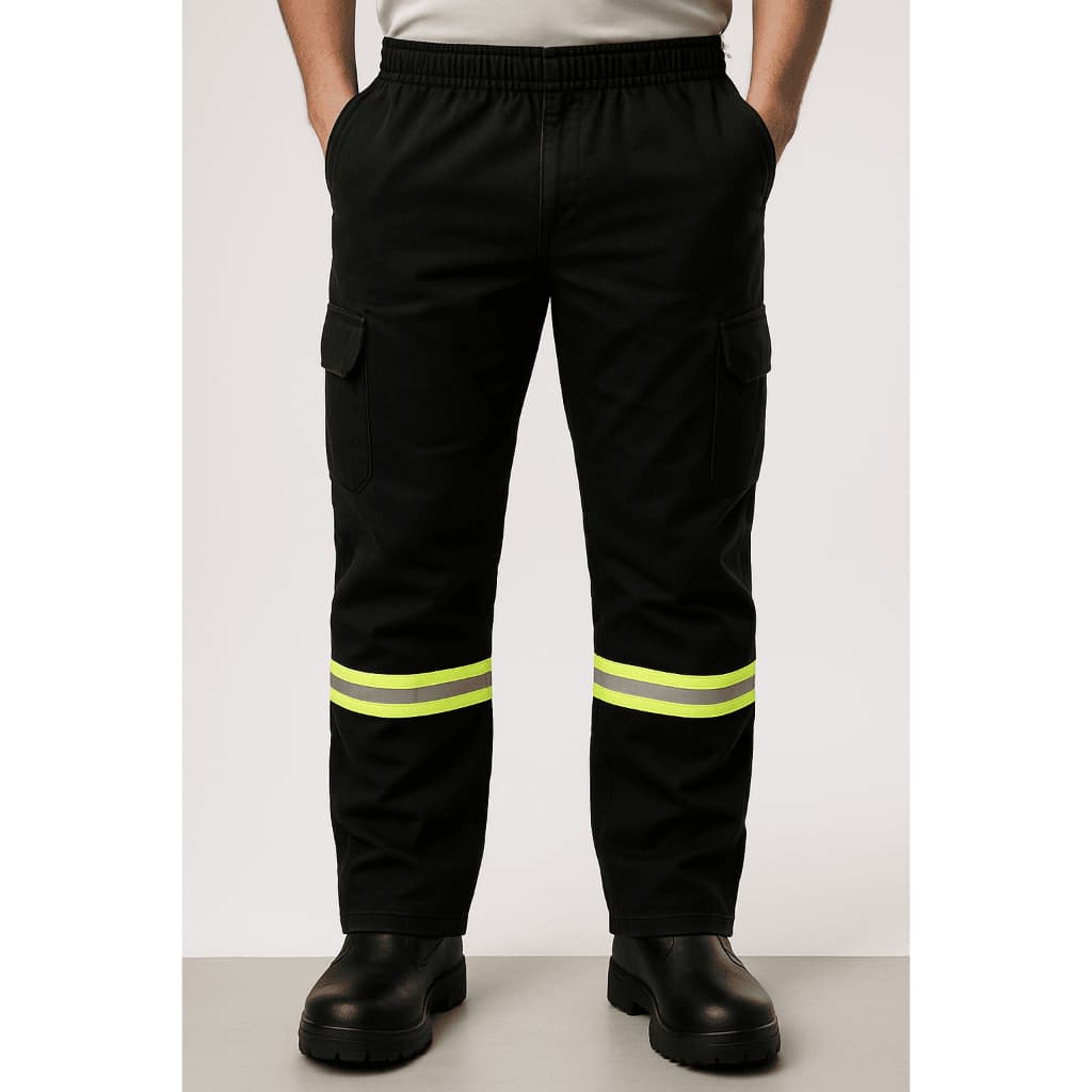 Calça De Uniforme Brim - Com Faixa Refletiva 6 Bolsos