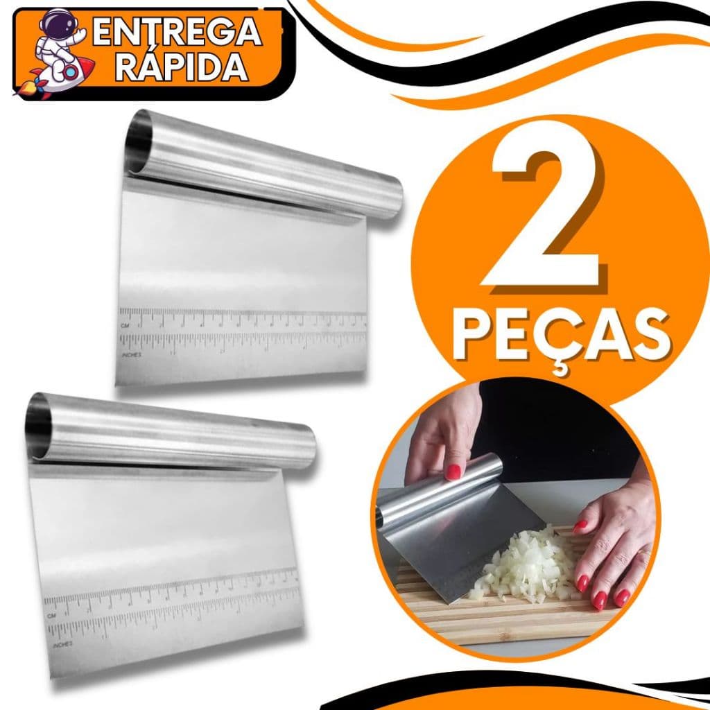 KIT JOGO 2 Espátula Raspador Cortador Alisador Cabo Tubular para Massas Bolo Confeitaria Legumes Domestico Profissional