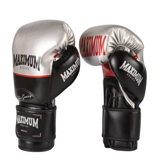 Luva Linha Profissional Marca Maximum para Muay Thai e Boxe Pro Series - Silver Prata