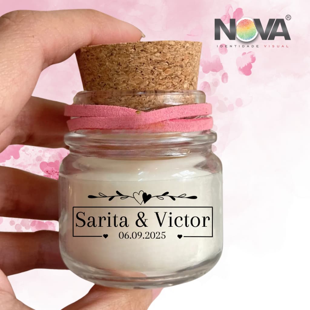 Kit 50 Adesivos  Personalizados Transparente Lembrancinha Casamento, Festa, Aniversário Potinho 40ml