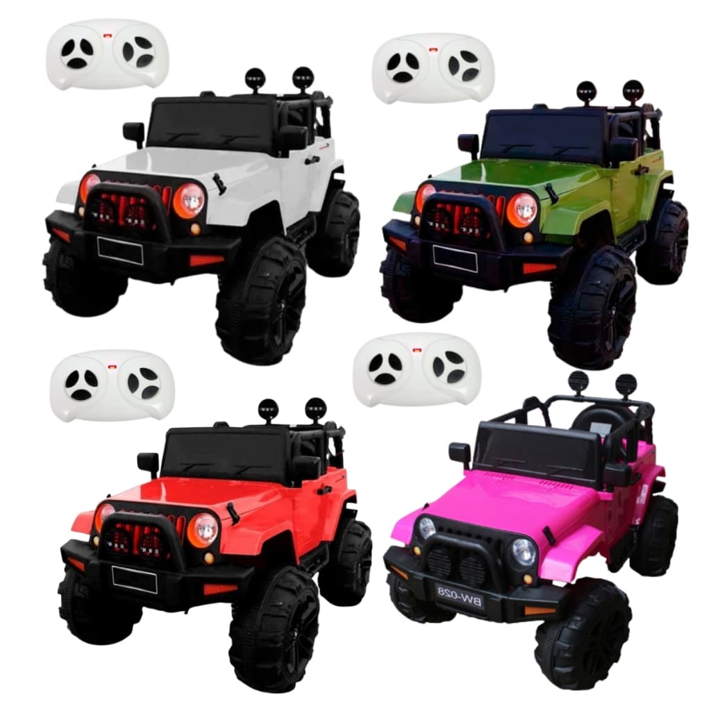 Mini Carro Elétrico Infantil 12v Usb Aux Jipe Rosa,Verde,Branco,Vermelho Com Controle Som Luz Farol