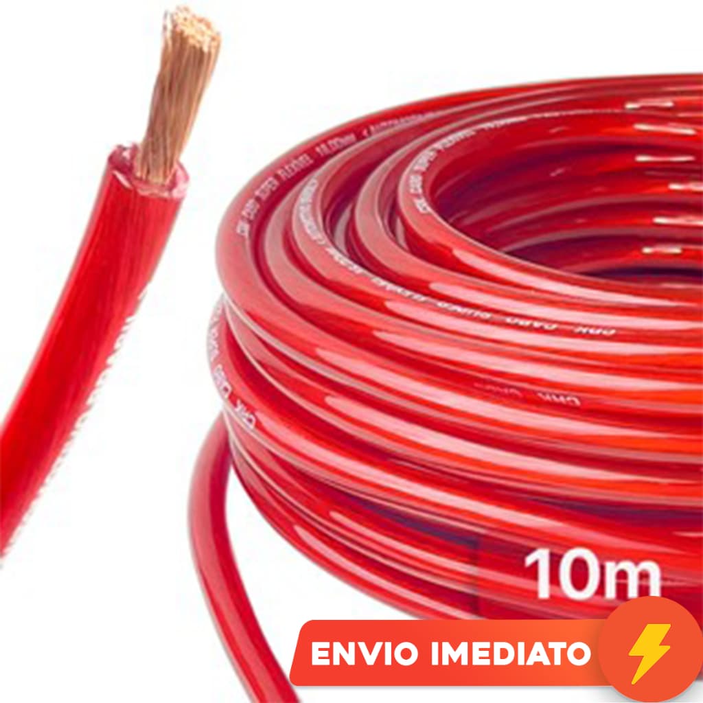 Cabo Bateria 16mm 10m 100% Cobre Automotivo Fio Alimentação Automotivo Para Alto falante Módulo Força CRK Technoise