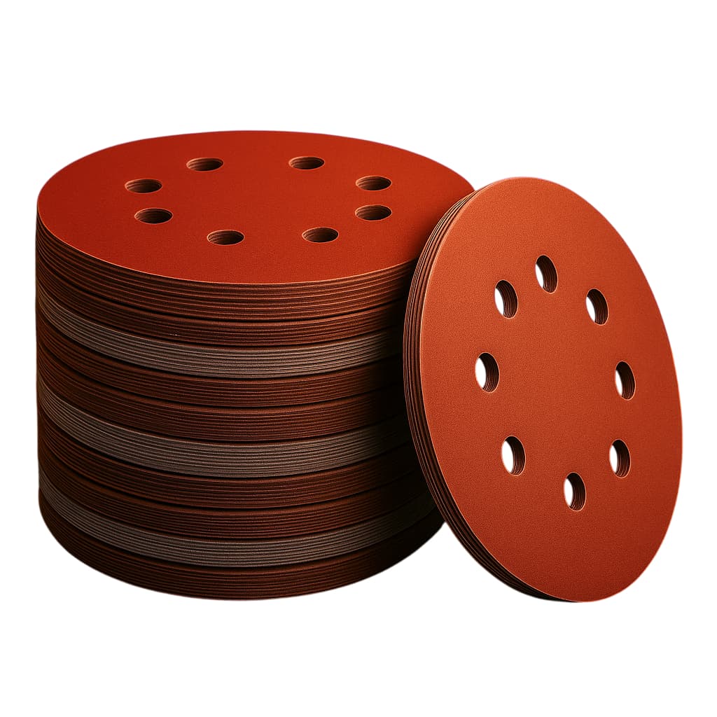 Kit Disco de Lixa 125mm 8 Furos Vermelho Lixadeira Roto Orbital p/ Ferro Metal Madeira e Massa