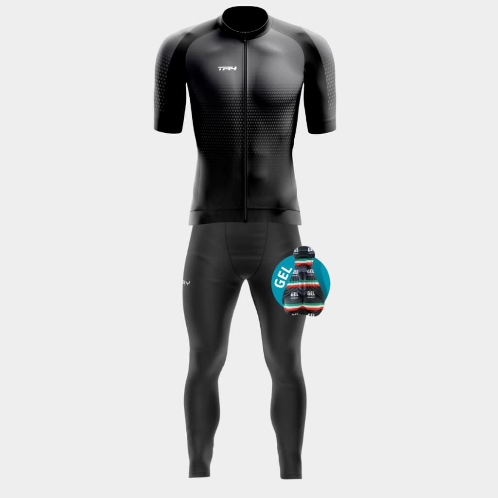 Roupa Ciclismo Masculino Conjunto Camisa Ziper Total Calça Forro Gel Bike Pedal Speed Mtb