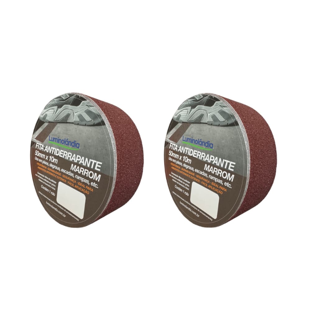 Kit 2 Fita Antiderrapante Marrom 50mm 10 Metros Luminolândia