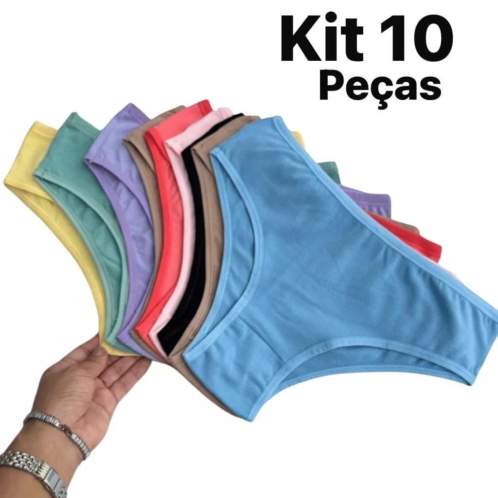 Kit Calcinhas Básica Feminina Feita Com a Lateral Larga kit de 10 unidades Confortável Moda Intima