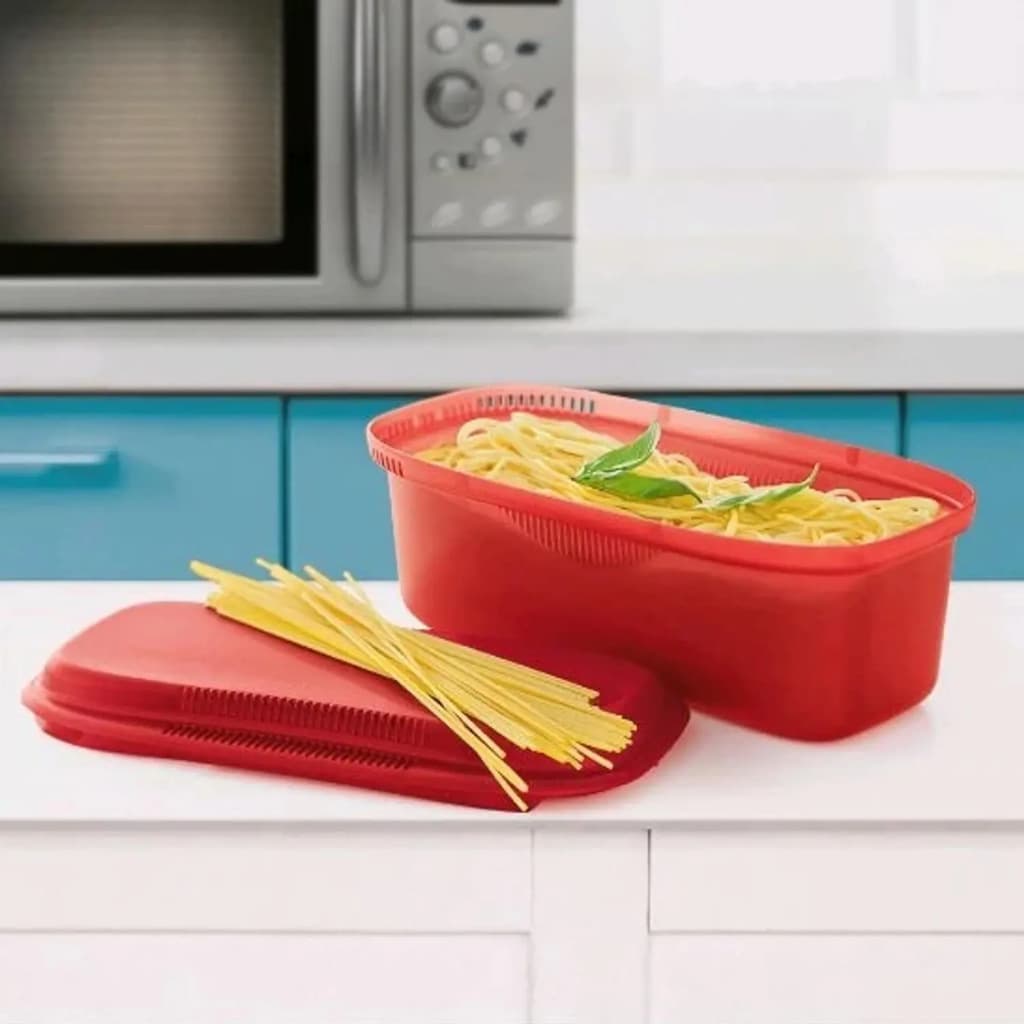 Tupperware Instant Massa Retangular 1,9L Original | Cozimento de Massas no Micro-ondas