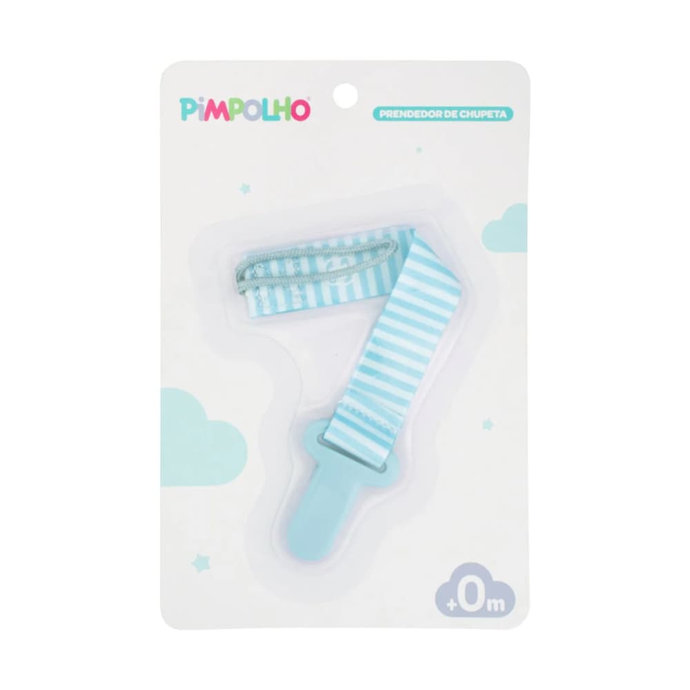 Prendedor De Chupeta Com Listras 14cm Pimpolho Cor Azul
