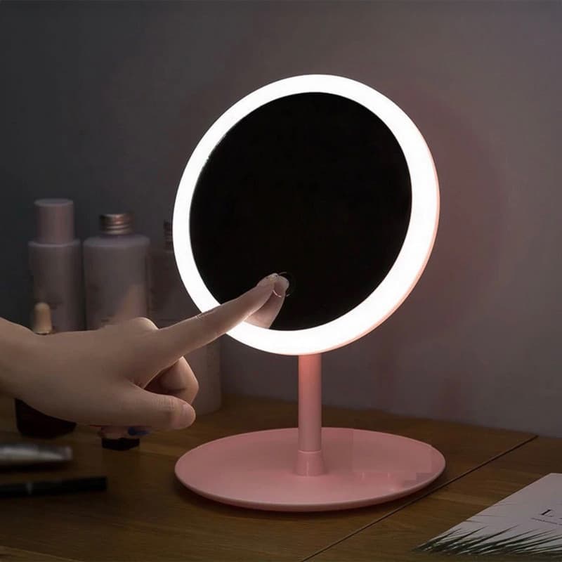 Espelho Para Maquiagem Mesa Inteligente Com Luz De Claro Led Portátil Redondo Ajustável Decorativo