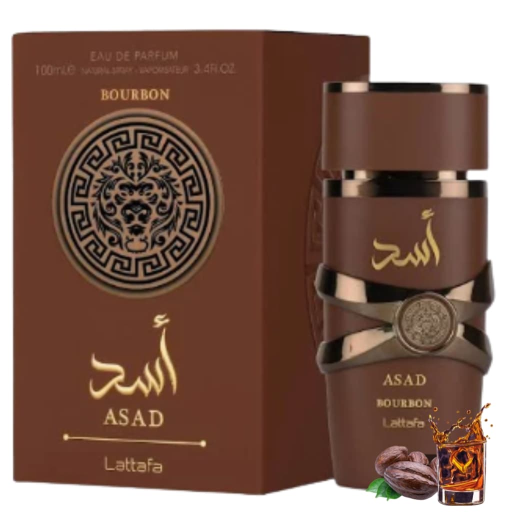 Perfume  Árabe Asad Bourbon Lattafa  Masculino Importado, Fixação Alta e Aroma Intenso