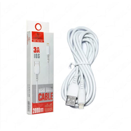 Cabo De Carregamento e Dados USB Iphone Lightning 2 Metros Branco 3A KA-192-5G