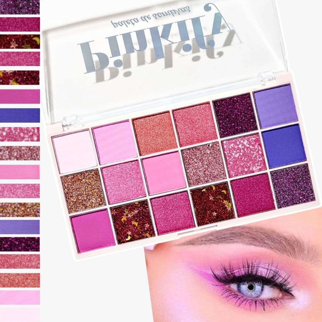 Paleta de Sombras Bella Femme Pinkify 18 Cores Tons de Rosa Matte com Glitter e Cintilante