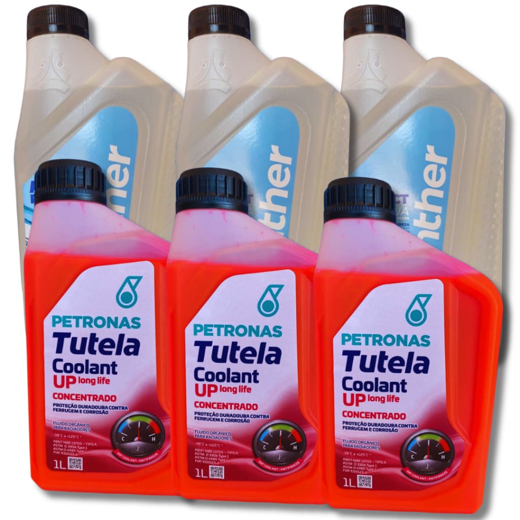 Kit Aditivo Petronas Rosa p/ Radiador – 3 Aditivos Concentrados + 3 Águas