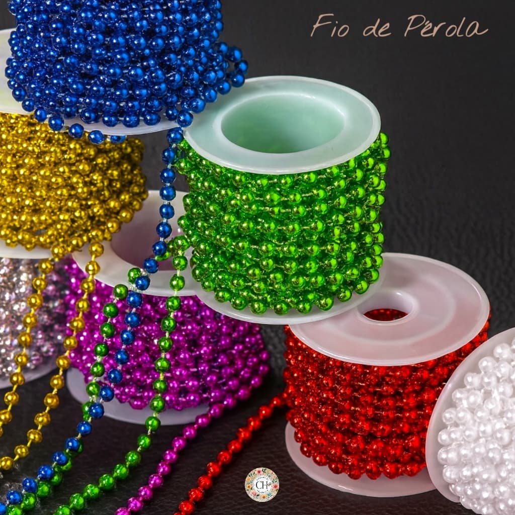 Fio de Aljofre Perola 5 metros Artesanato customização Roupas Festa