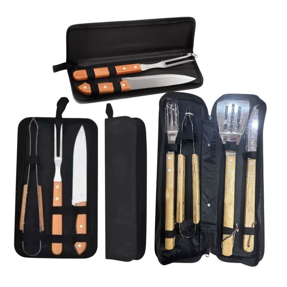Conjunto de Churrasco de Conjunto de 2/3/4/5 Peças Aço Inox Com Estojo