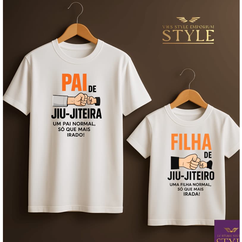 👕 Kit Camiseta Pai/Mãe & Filha – Jiu-Jítsu em Família | Pronta Entrega & Qualidade Premium! 💥