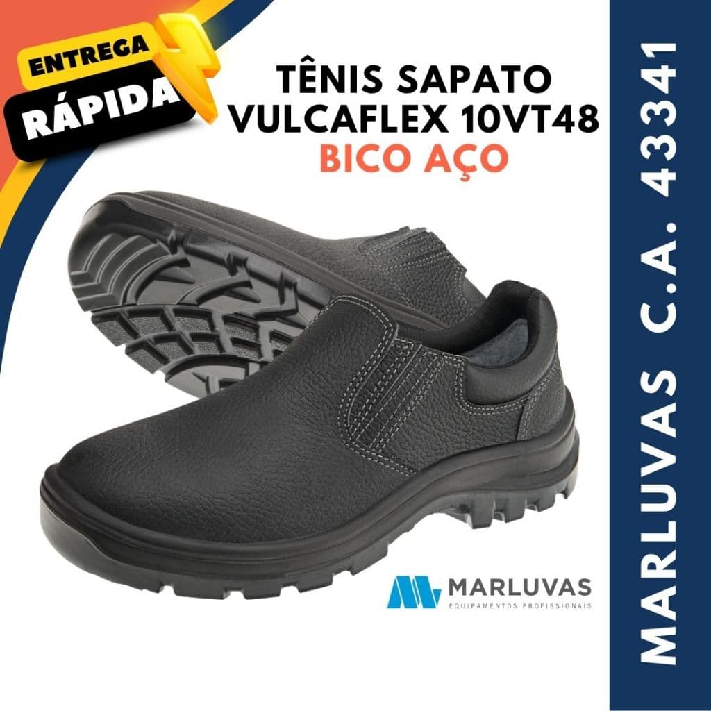 Sapato de Segurança Marluvas Vulcaflex 10VT48-A Bico de Aço CA 43341 Proteção Segurança Trabalho
