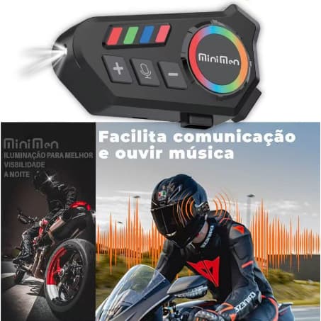 Motocicleta Sem Fio Bluetooth 5.3 Fone de Ouvido Capacete Kit de Chamadas Mãos Livres À Prova D'Água Intercom