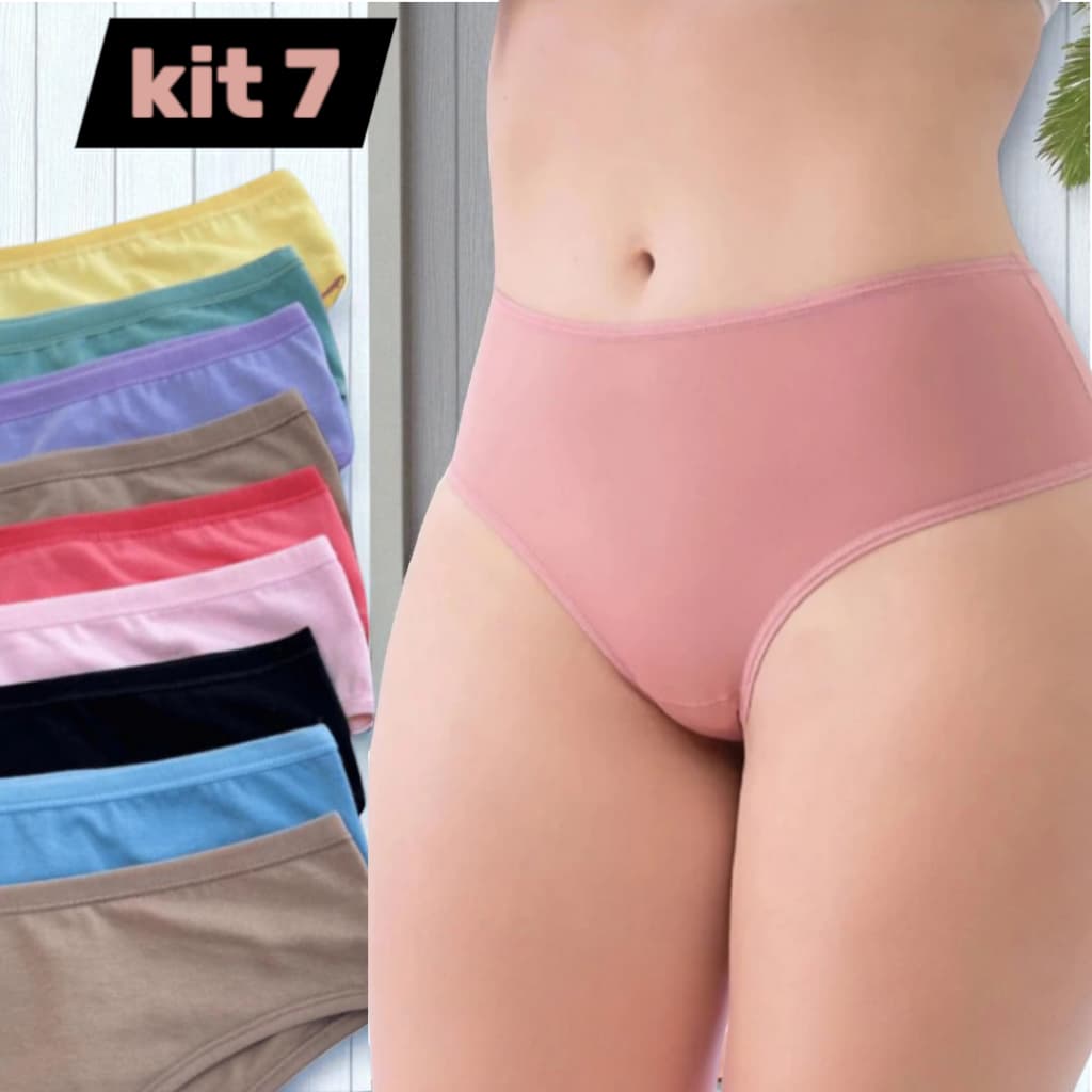 Kit 7 Unidades de Calcinha Básica Lateral Larga Tanga que Trás Um Conforto Para Você Moda Feminina