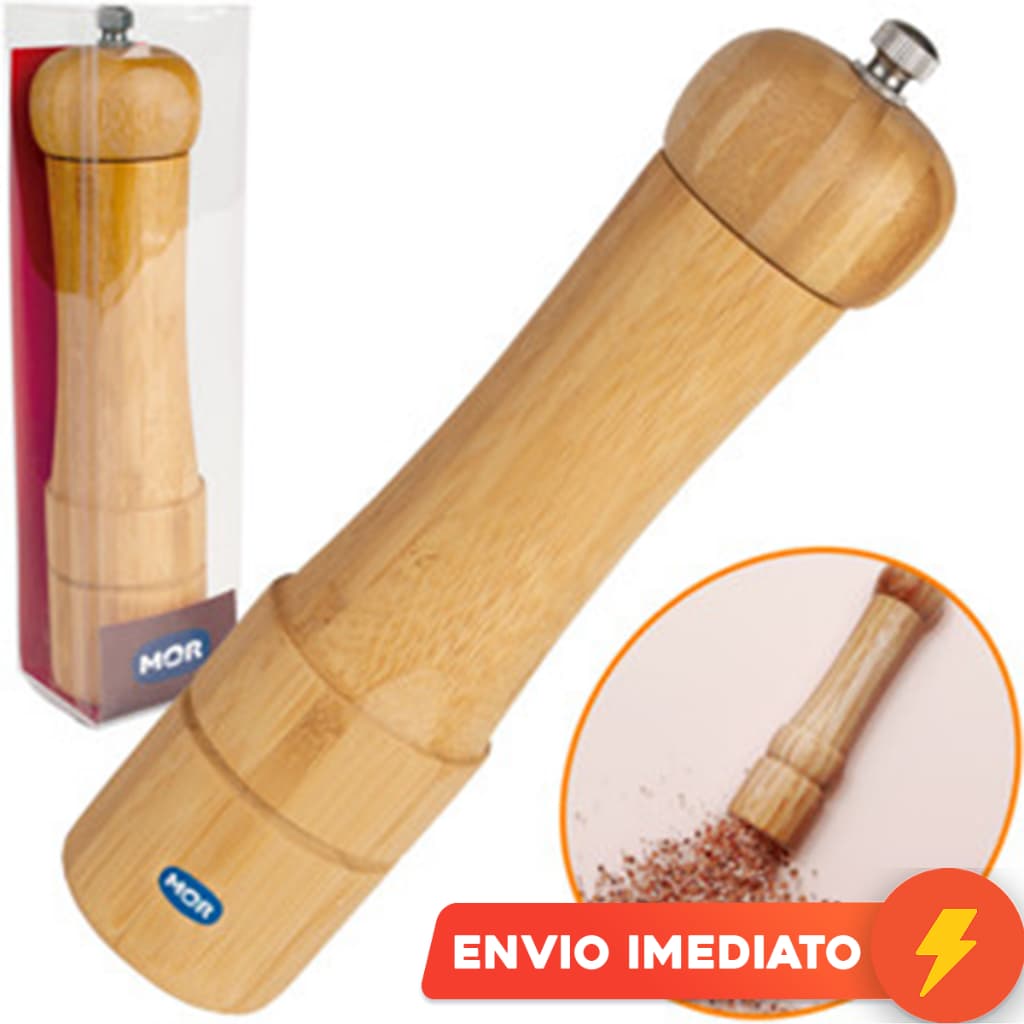 Moedor De Pimenta Sal Grãos Temperos Para Churrasco Manual Madeira Lamina Em Aço Inox Bamboo Mor