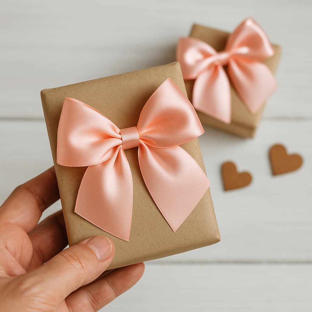 Laços de Cetim Salmão com Fio Encerado – 8x8cm Ideal para Lembrancinhas e Artesanato. ENVIO RÁPIDO