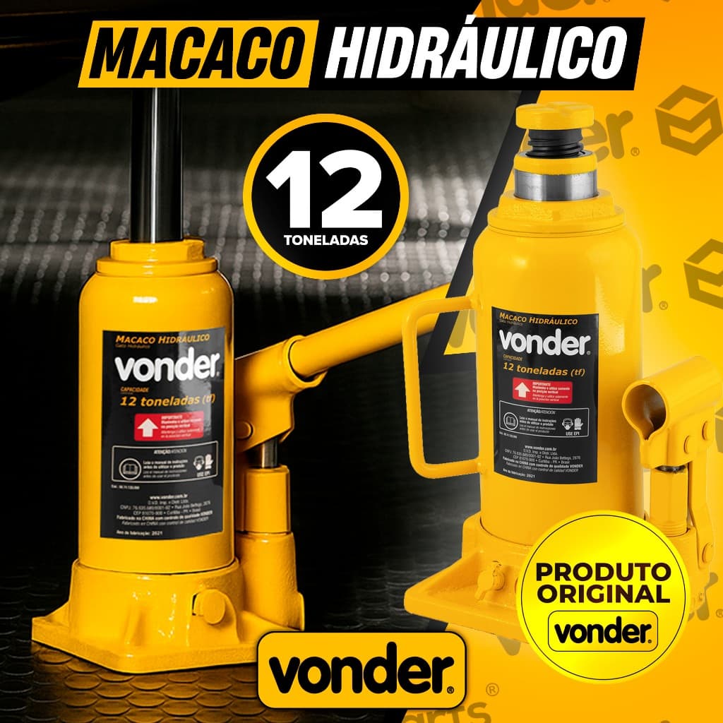 Macaco Hidráulico 12 / 10 / 8 / 5 / 3 Toneladas Vonder Profissional Tipo Garrafa Original Garantia