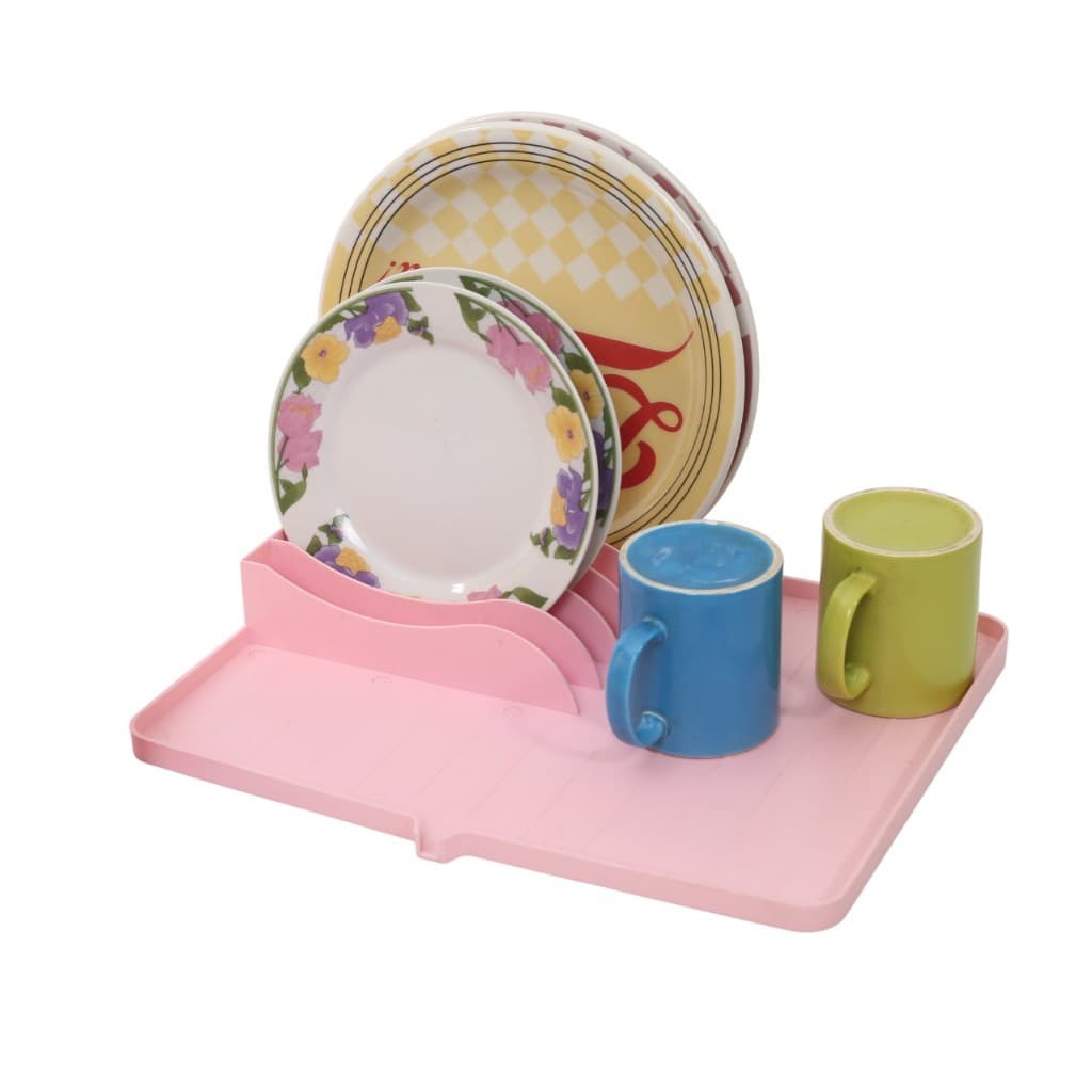 Escorredor de Louças Rosa Claro Flat Tipo Tapete com Dispenser Água 29 x 37,5cm