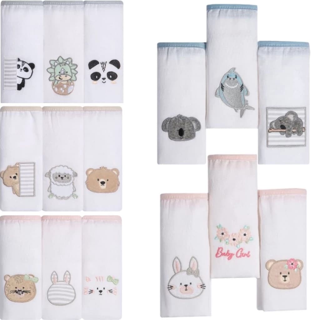 paninho de boca fralda grifs papi infantil bebe 70x70cm c/ 3unid