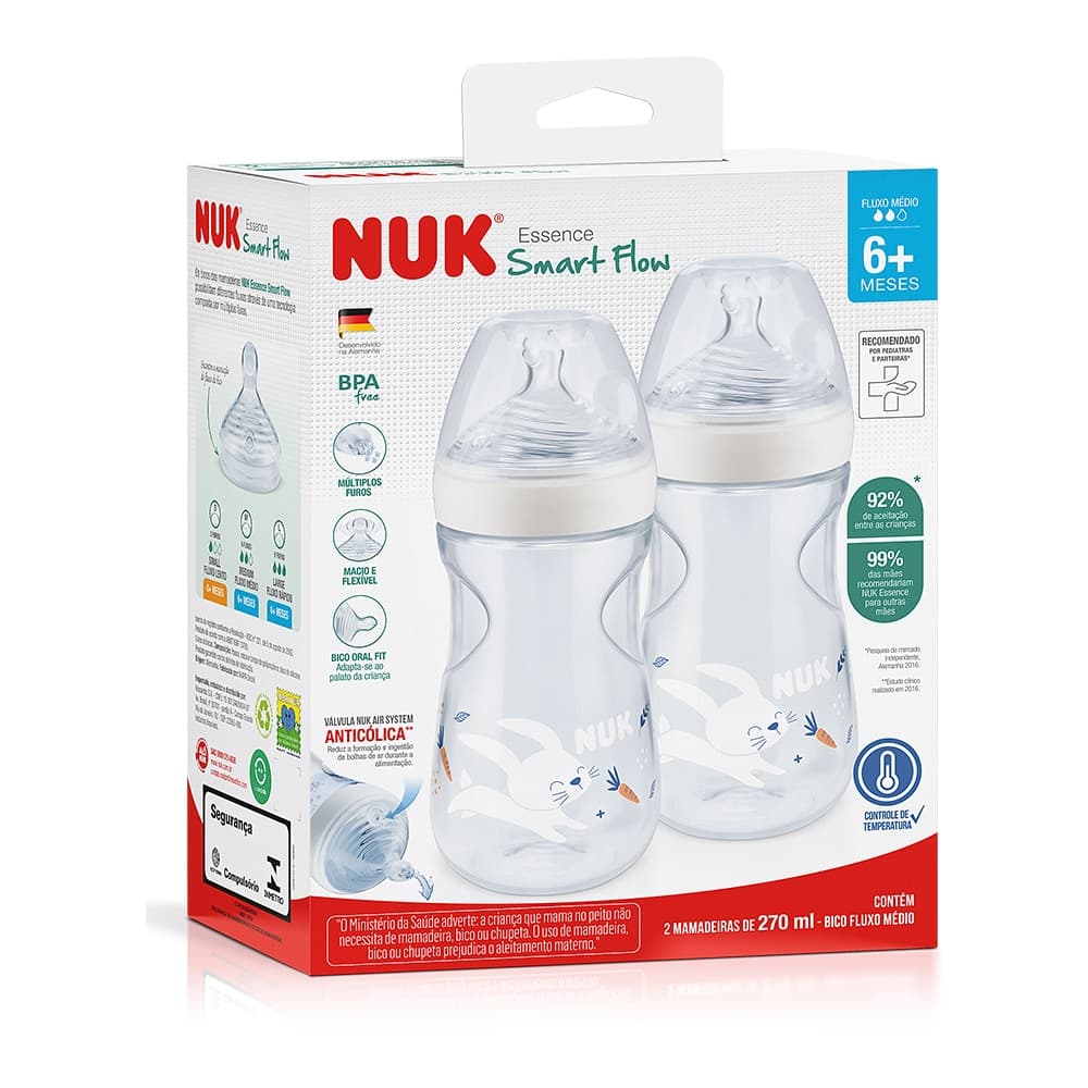 Kit 2 Mamadeiras Smart Flow De 270ml Rosa Essence NUK