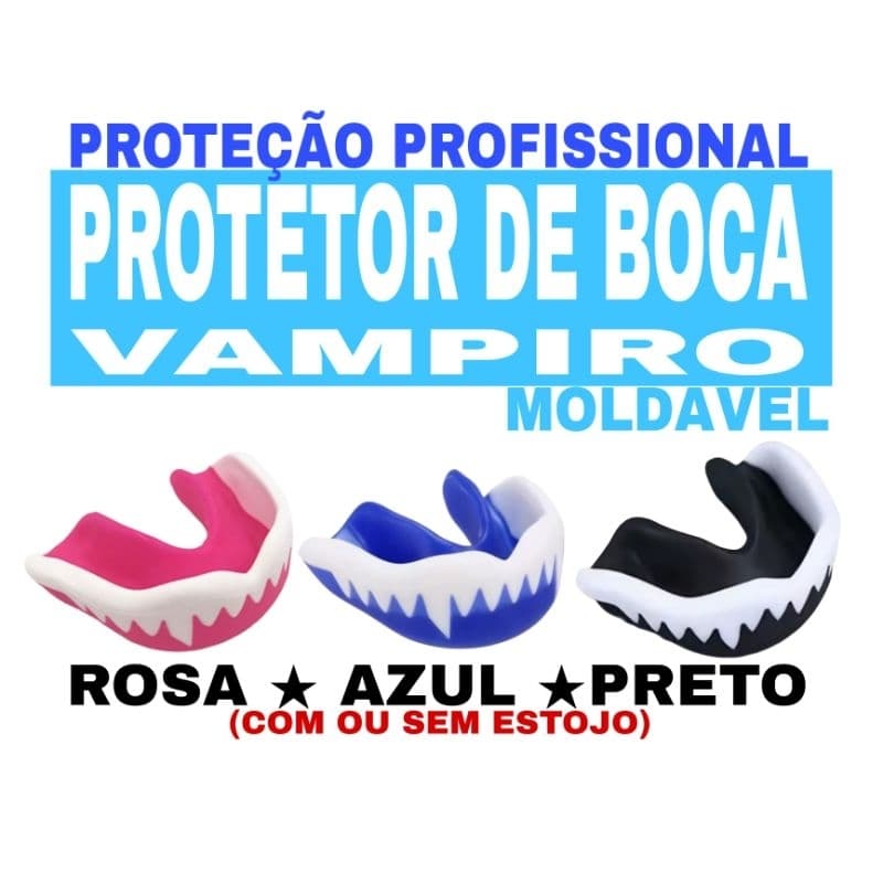 PROTETOR DE BOCA VAMPIRO PROFISSIONAL MOLDÁVEL - BUCAL LUTA, MMA, BOXE, MUAY THAI, KICKBOXING tubarão, shark