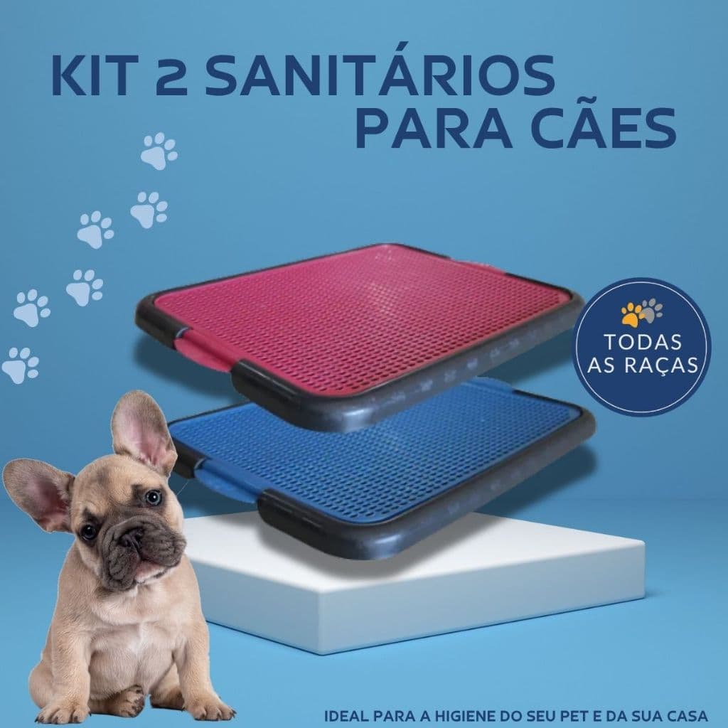 Kit 2 Sanitários Canino Xixi Dog Banheiro Pet Bandeja Lavável para Cães Gatos e Roedores